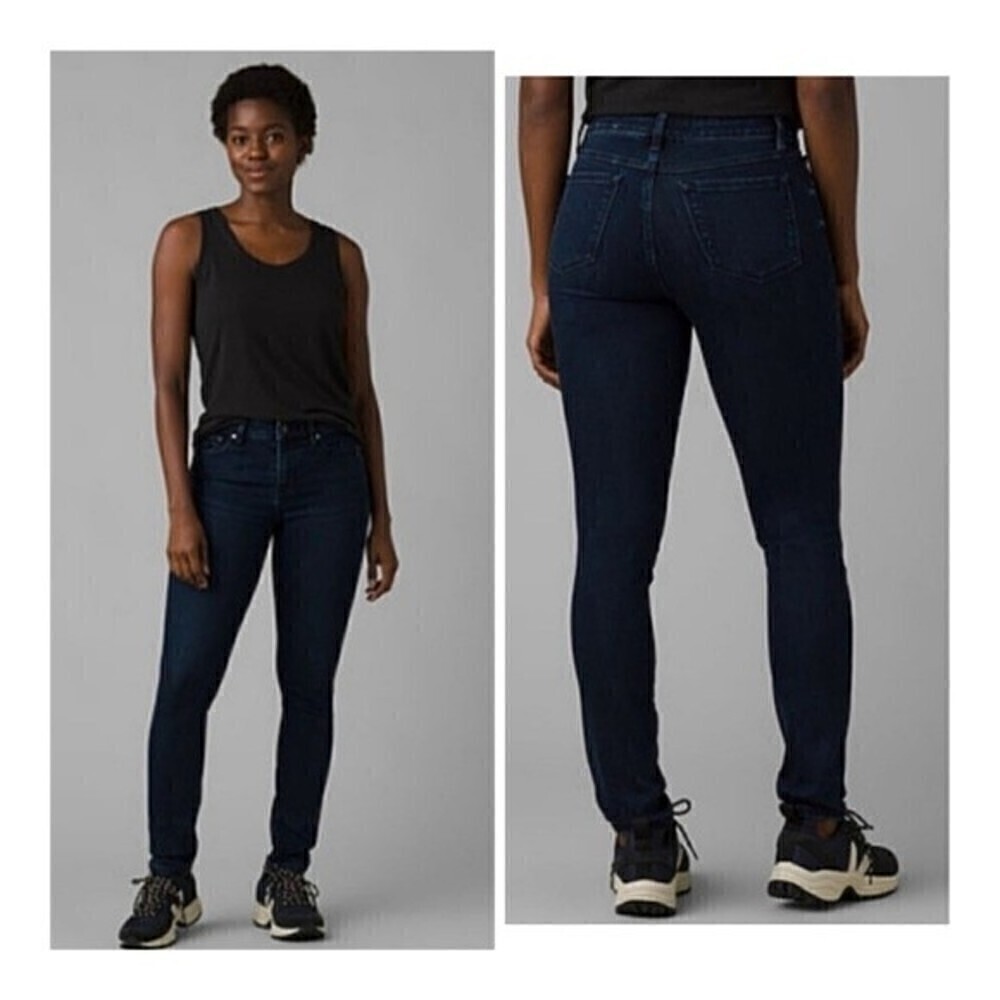 NEW Prana Sienna Jean In Deep Blue Mid‎ Rise Skinny 4-Way Stretch Jeans Size 28